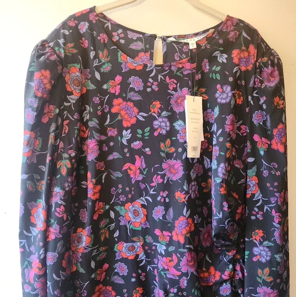 NWT Veronica Beard Selena Floral Sheath Maxi Ruched Silk Dress, size 20 - Picture 7 of 15